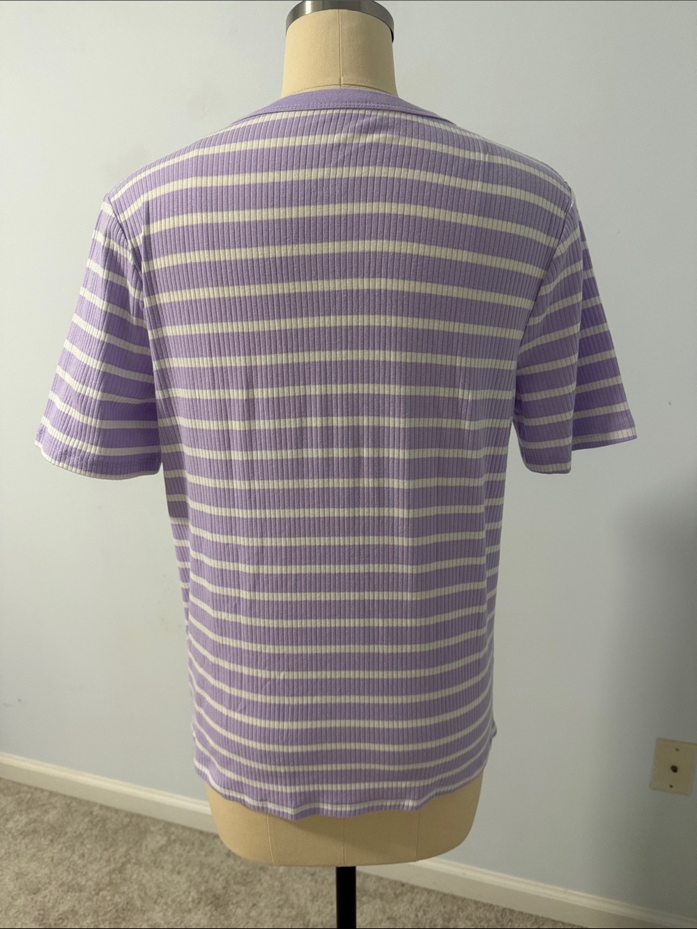 A New Day Purple and White Striped Short Sleeve Tee Size XL - Picture 2 of 14